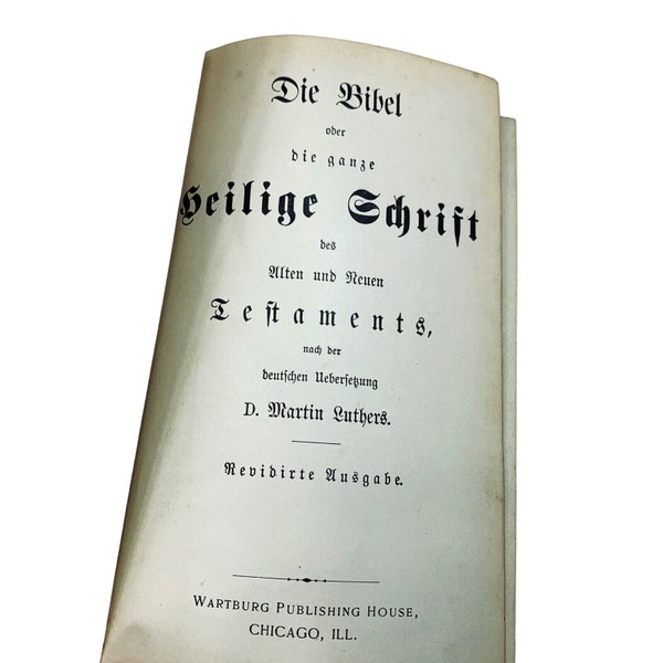 German Language Bible Die Heilige Schrift Martin Luther Antique Book