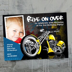 Invitation Anniversaire A Imprimer De Moto Moto Invitation Etsy