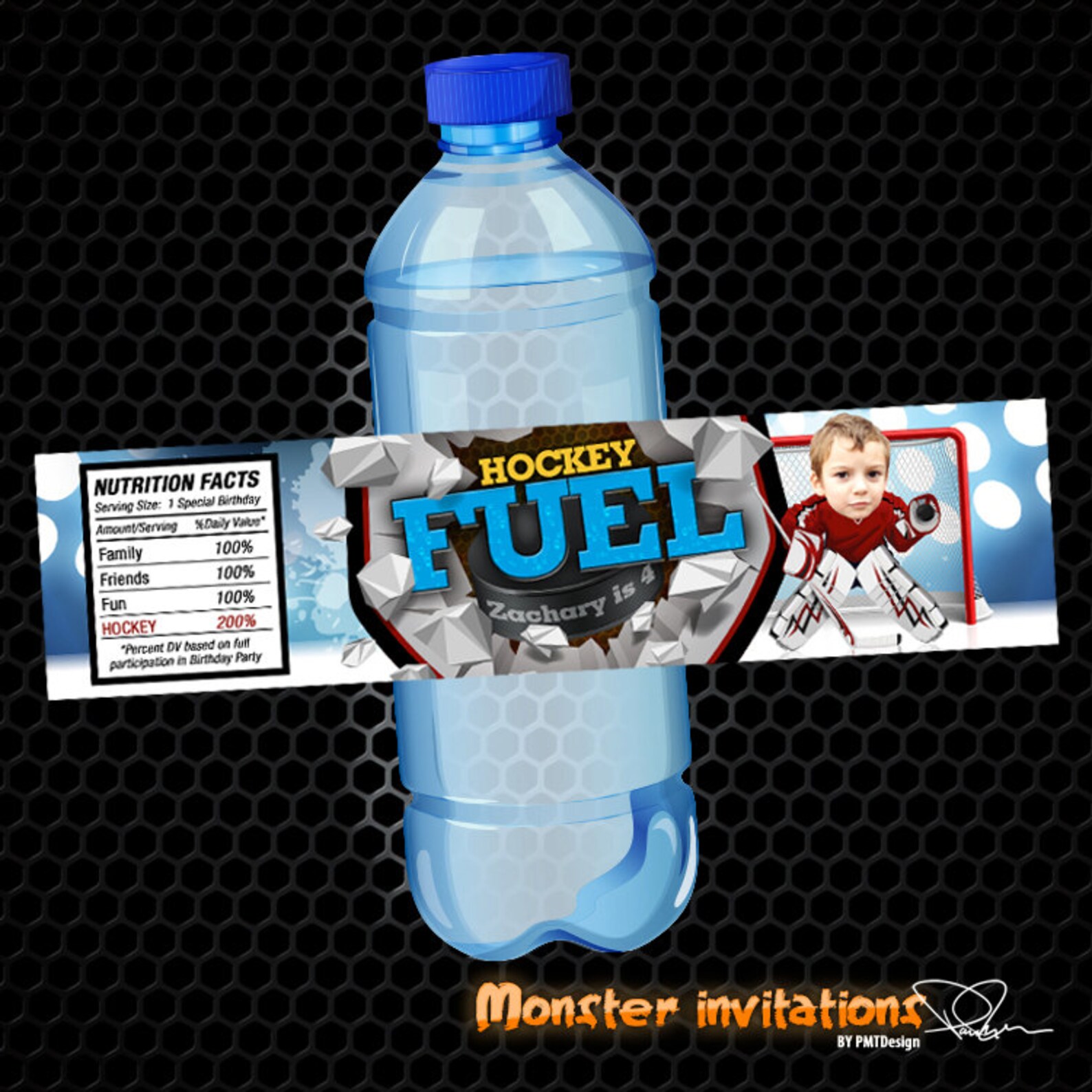 Water Bottle Label Hockey Birthday Party Sports Water Etsy