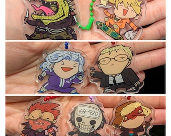 Llaveros con dijes acrílicos Dorohedoro, cadena de bolitas de colores de 40 mm