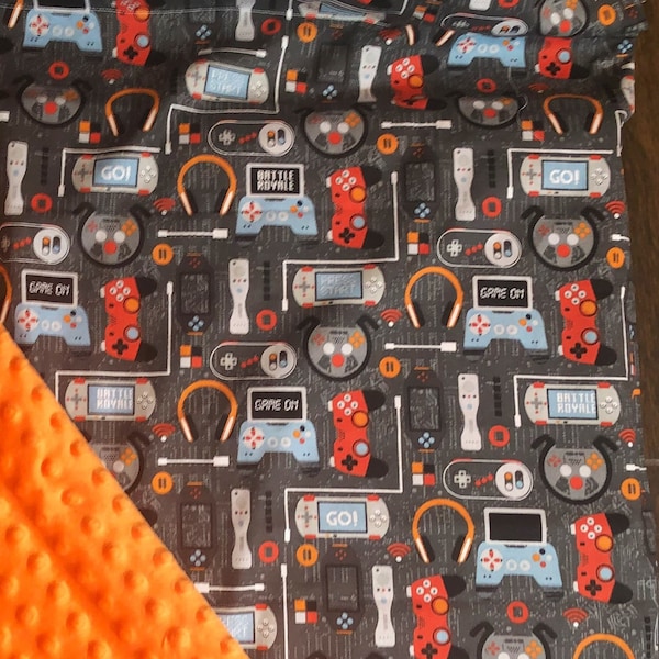 Video Gamer Personalizable Kinder Nap Mat Cover w/Minky blanket and Optional Pillow