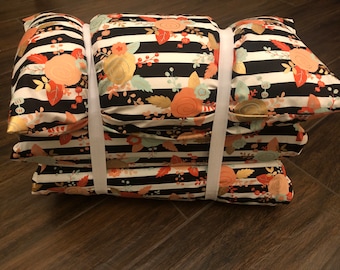 Stripes/Floral Personalizable Kinder Nap Mat with Minky Blanket and Optional Pillow