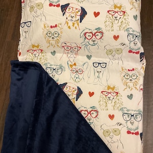 Whimsical Dogs with Glasses Personalizable Memory Foam Minky Toddler Nap Mat
