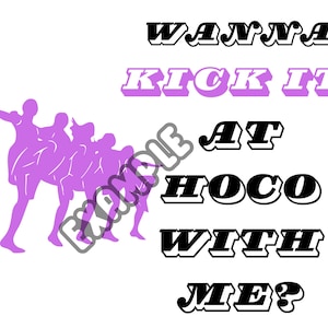 Wanna Kick it at Hoco With Me? Drill Dance Team Themed Homecoming proposal printable design