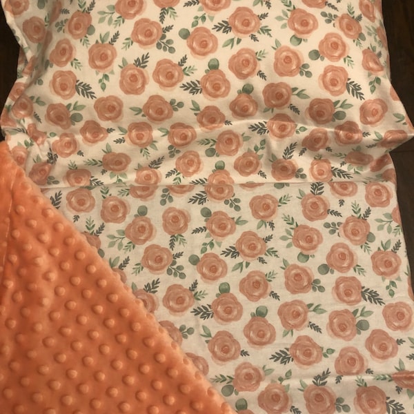 Coral Floral Personalizable Kinder Nap Mat cover w/Minky Blanket and Optional Pillow