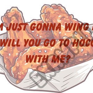 I&#39;m just gonna wing it...will you go to Hoco with me?  Wing Theme Homecoming proposal printable design