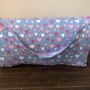 Hearts & Gingham Personalizable Memory Foam Nap Mat w/ attached pillowcase/fleece blanket and optional pillow