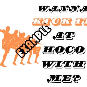 Wanna Kick it at Hoco With Me? Orange Drill Dance Team Themed Homecoming proposal printable design