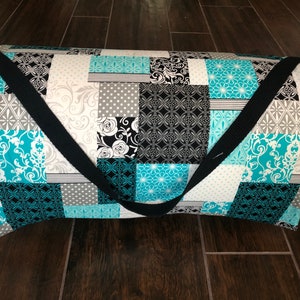 Turquoise Patchwork Quilt Print  Personalizable Memory Foam Nap Mat for Kids