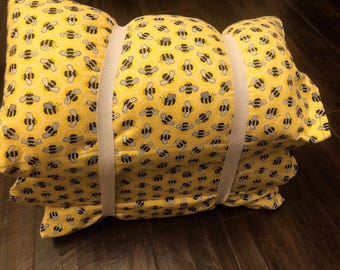 Bumblebee Personalizable Kinder Nap Mat Cover w/Minky Blanket and Optional Pillow