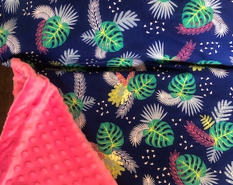 Neon Tropical Personalizable Kinder Nap Mat cover w/Minky Blanket and Optional Pillow