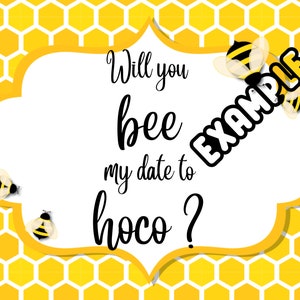 Bee my Date to Hoco Homecoming proposal printable design