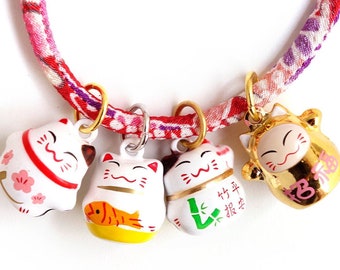 Bell Charm, Maneki Neko Charm Fortune Cat Metal Bell lucky cat fortune cat for Kimono necklace Bracelets