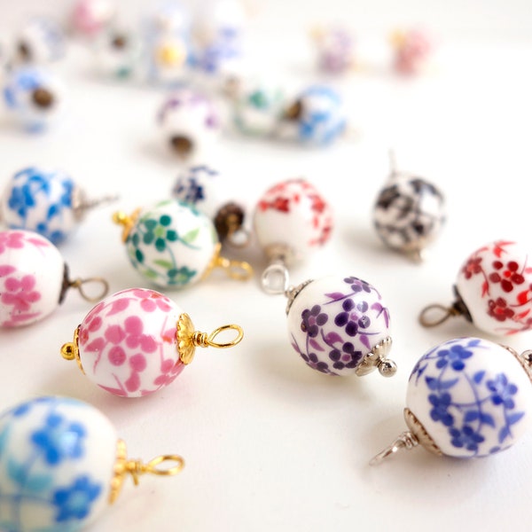 Charm en porcelaine pour accessoire de bracelet kimono, couleur or, argent ou or vieilli