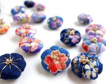 NEW! Dark Blue & Purple Plum Charm for Kimono Bracelet, Japanese Kimono fabric, Ume blossom charm, Blue purple plm pv15