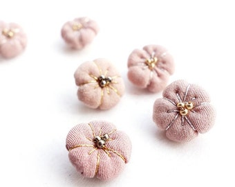 SAKURA Embroidered Silk Kimono Charm for Kimono Bracelets/necklace, Pink beige high quality cherry blossom charm, Gold silver thread plm