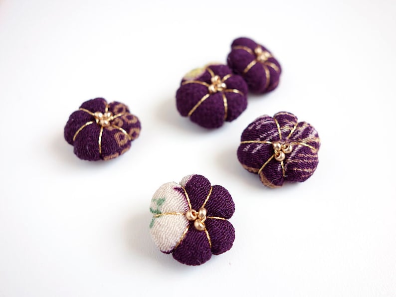 plum blossom accessory Silky Ume charm dark Purple gold color thread plm Silk Kimono Charm Japanese Jewelry Charm for Kimono Bracelets