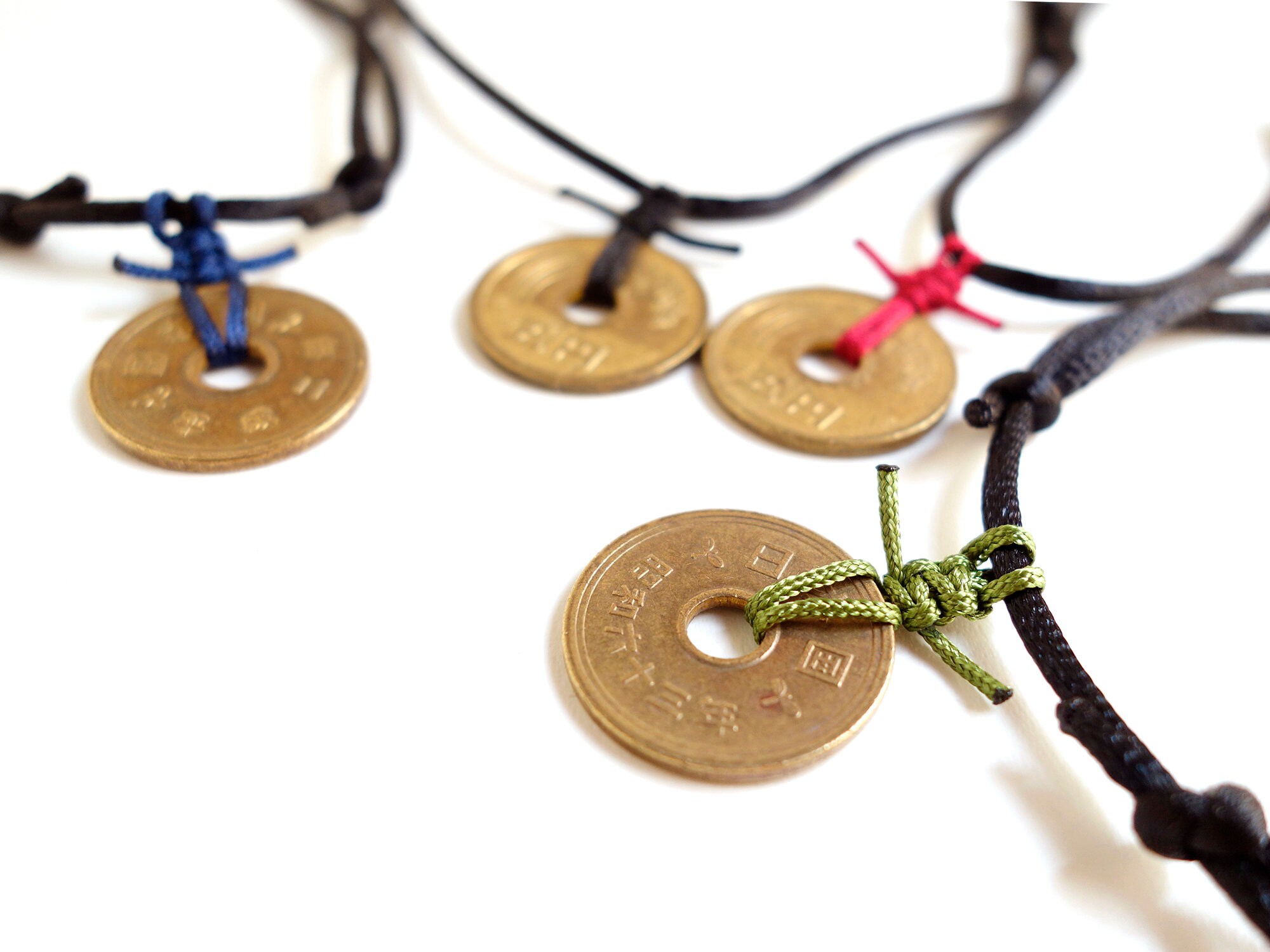Purified & Prayed 5 Yen Silky Cord Necklace / Japanese Authentic 