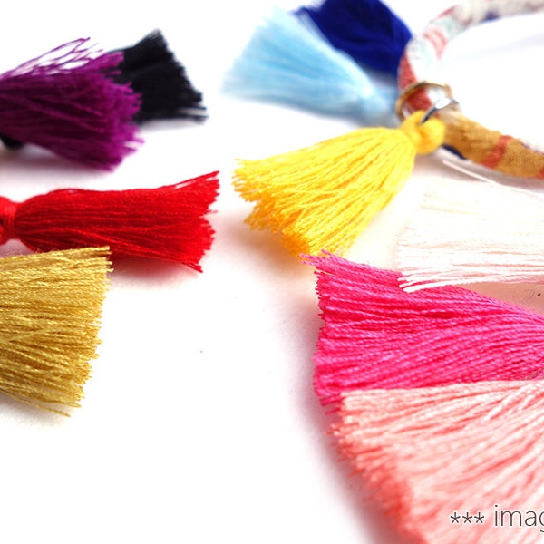 Tassel charm for Kimono Bracelets,  cotton tassel charm  -Pick your color -