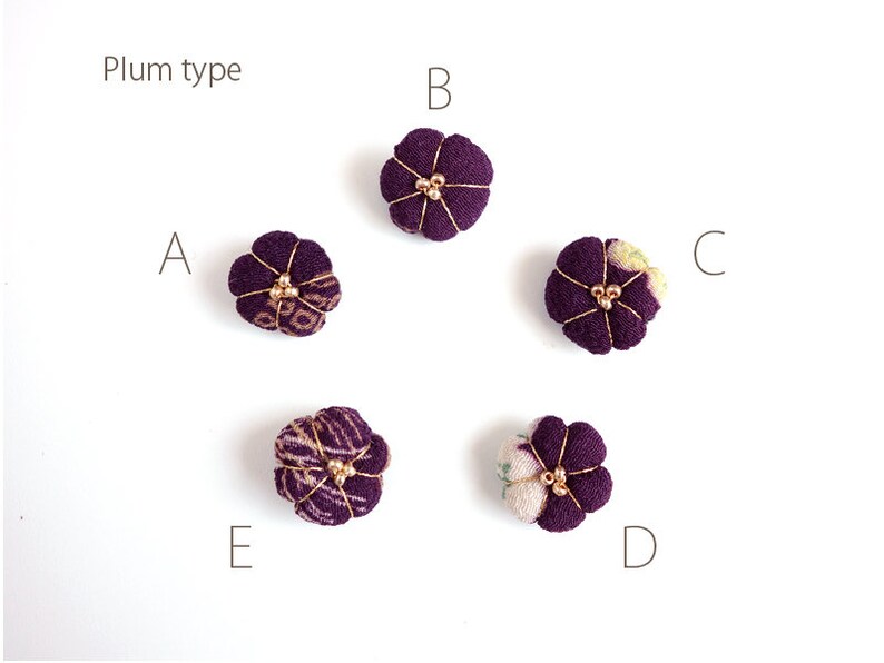 plum blossom accessory Silky Ume charm dark Purple gold color thread plm Silk Kimono Charm Japanese Jewelry Charm for Kimono Bracelets
