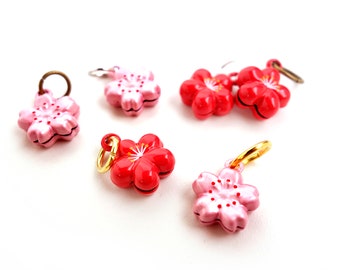 Cherry Blossom Bell, Plum Bell Charm for Kimono accessory, pink red little charm