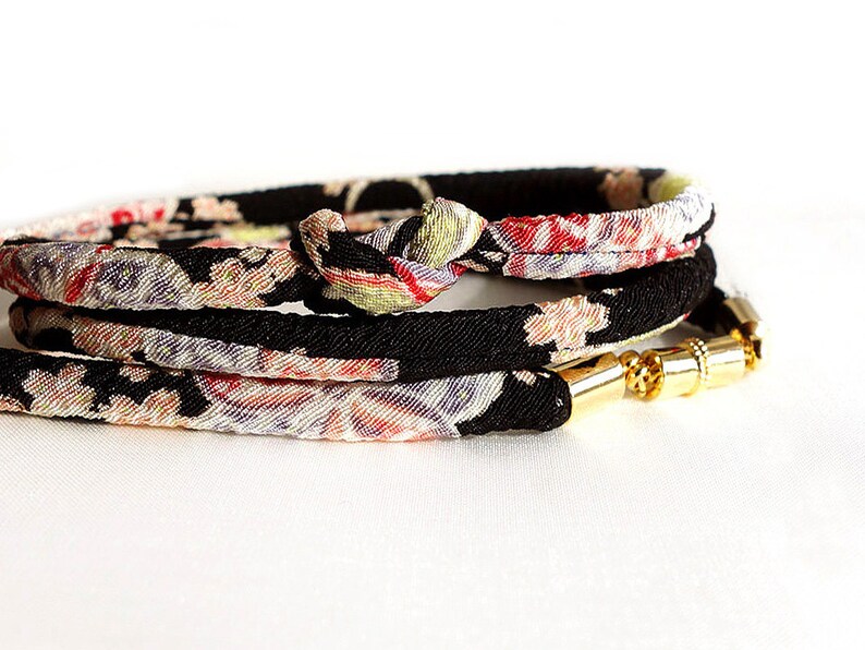 Choker necklace Japanese Jewelry HANA MORI - Tiny Sakura in the night black Kimono Bracelet