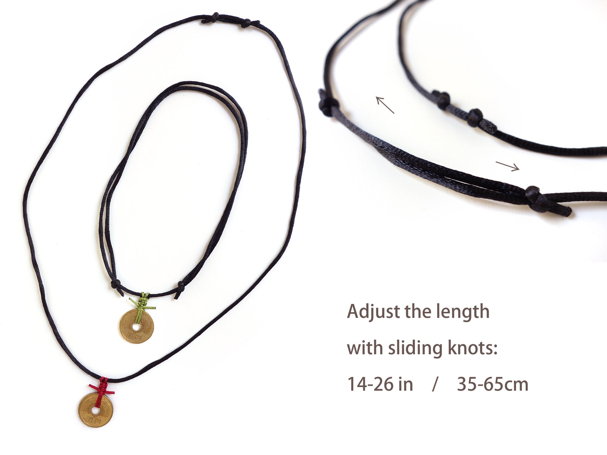 Purified & Prayed 5 Yen Silky Cord Necklace / Japanese Authentic 