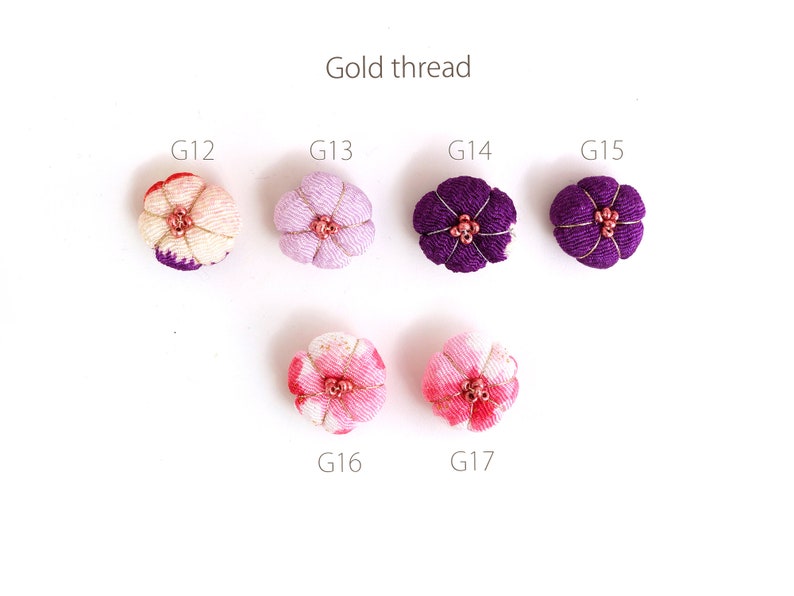 Japanese Chirimen decor gift gold silver bead thread plm pv07 Pink Purple Chirmen Charm for Japanese jewelry