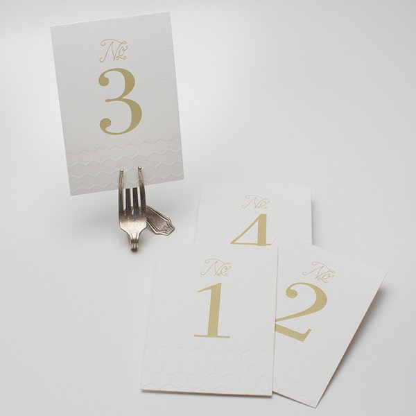 Letterpress Honeycomb Wedding Table Numbers (15), Wedding Paper, Numbers, Honey