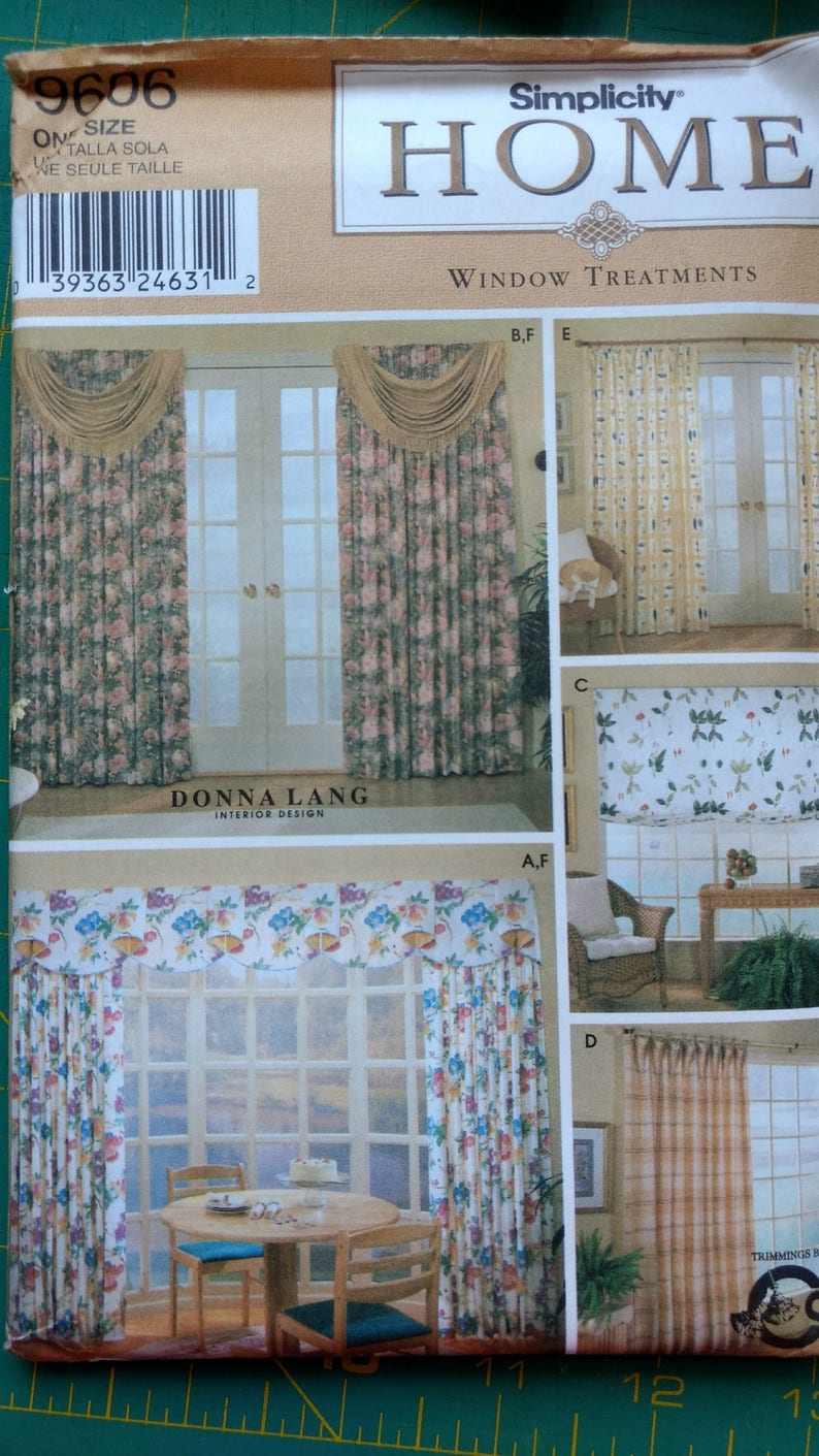 Simplicity sewing pattern 9606 window treatments home decor curtain panels valances shades full instructions