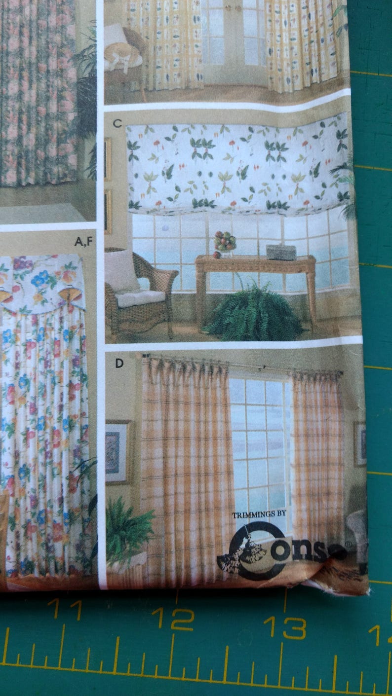 Simplicity sewing pattern 9606 window treatments home decor curtain panels valances shades full instructions
