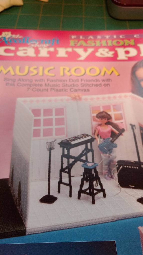 Music Room Carry /& Play for Barbie Doll Plastic Canvas PATTERN//INSTRUCTIONS
