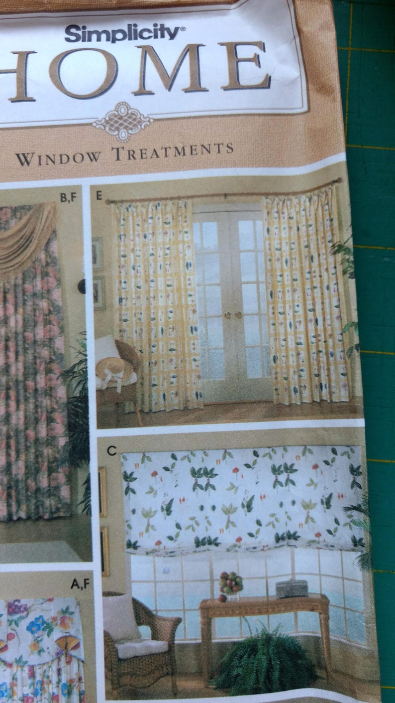Simplicity sewing pattern 9606 window treatments home decor curtain panels valances shades full instructions