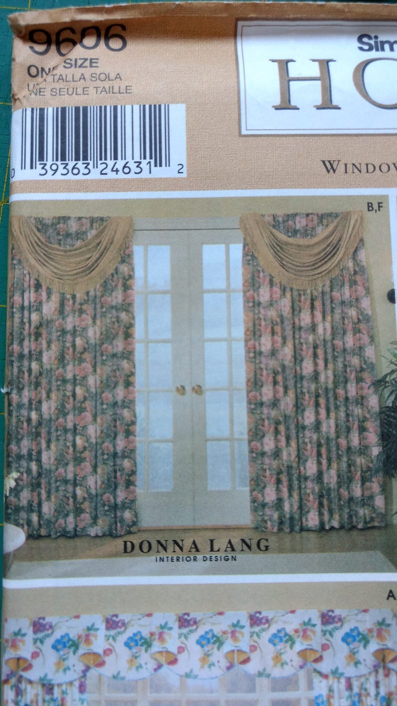 Simplicity sewing pattern 9606 window treatments home decor curtain panels valances shades full instructions