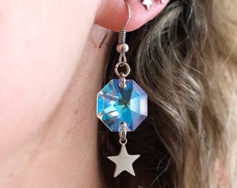 Aurora borealis earrings, crystal earrings, light earrings, star earrings, nickel free earrings, perfect gift, gift idea, bright earrings