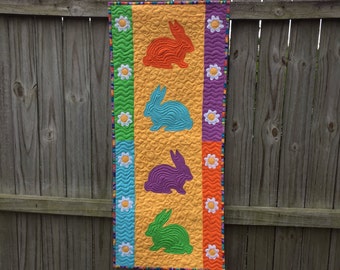 Four Colored Bunnies Easter/Spring Wall Hanging, Runner