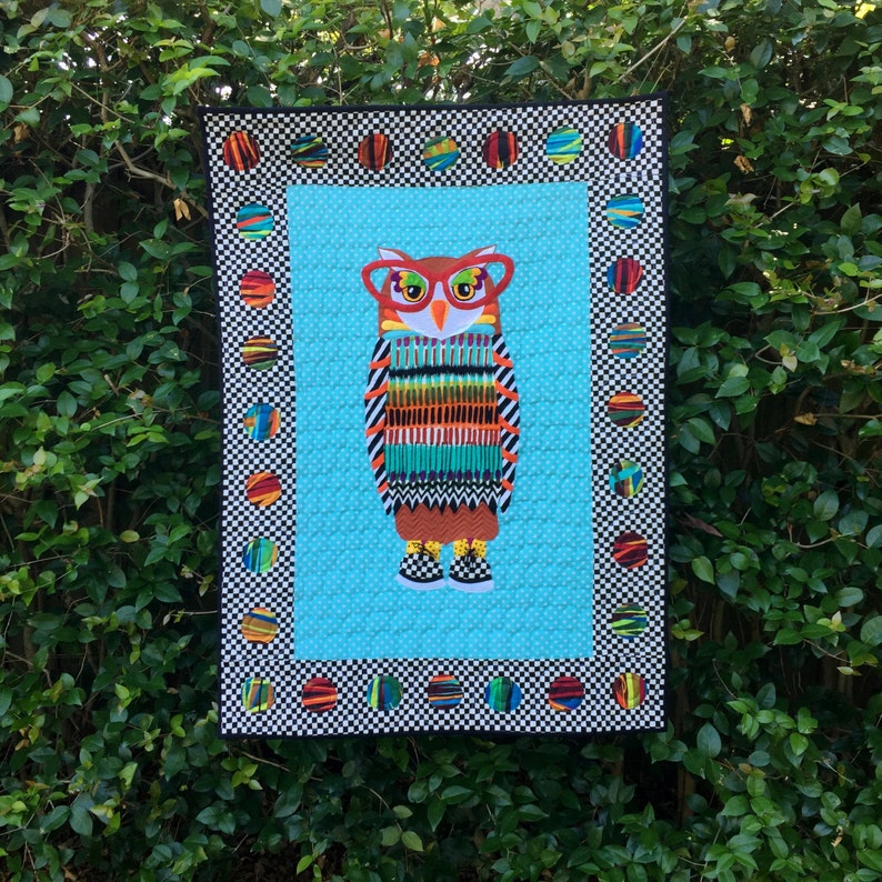 Owl With Glasses Quilted Wall Hanging Etsy