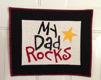 Quilted, Hand Appliqued Wall Hanging for Dad