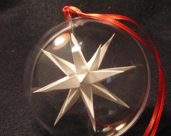 Three inch White handmade paper Moravian Star used as decoration, ornaments or art.