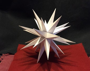 Nine (9) inch White Hanging Moravian Star (may be converted to tree topper-instructions provided).