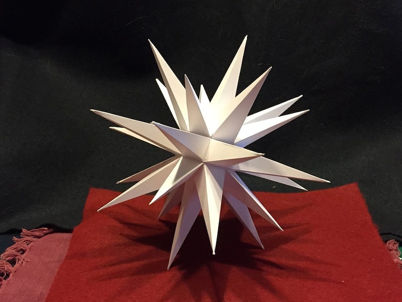 Nine 9 inch White Hanging Moravian Star may be converted to tree topper-instructions provided. image 1