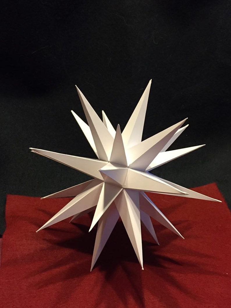Nine 9 inch White Hanging Moravian Star may be converted to tree topper-instructions provided. image 3
