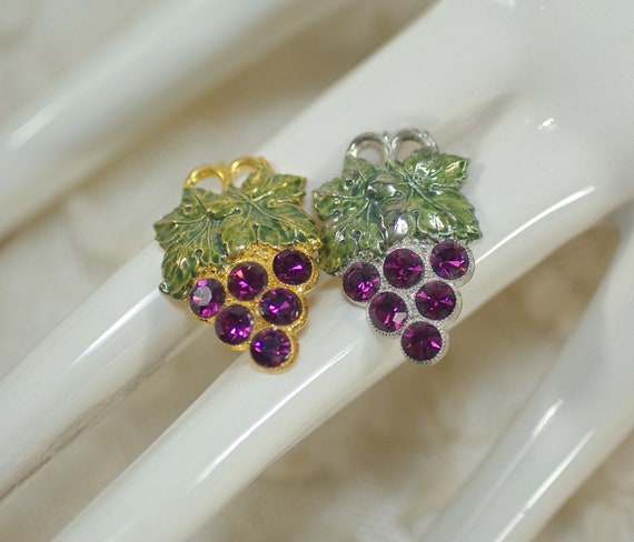 Euro Designed Grape Rhinestone Stick Pins, Vintag… - image 1