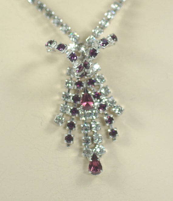 Amethyst Rhinestone Waterfall Necklace Set, Purpl… - image 7