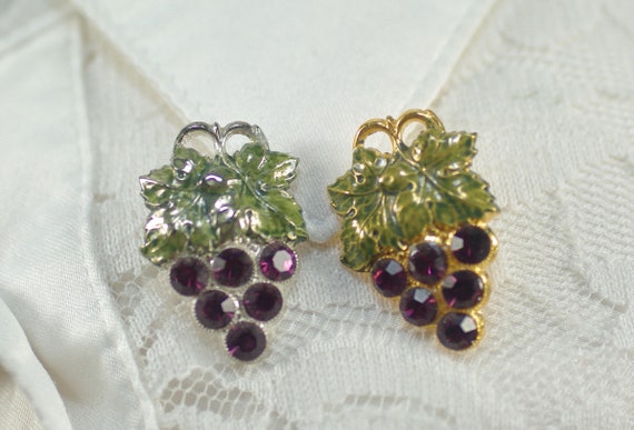 Euro Designed Grape Rhinestone Stick Pins, Vintag… - image 4