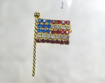 Patriotic USA Rhinestone Flag Pins, Veteran&#39;s Independence Memorial Day Military Graduation Flag Pin, Women&#39;s Men&#39;s Flag Lapel Pin Under 10
