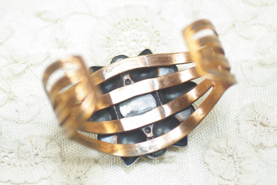 Vintage Bell Copper Turquoise Bracelet, Native Am… - image 10