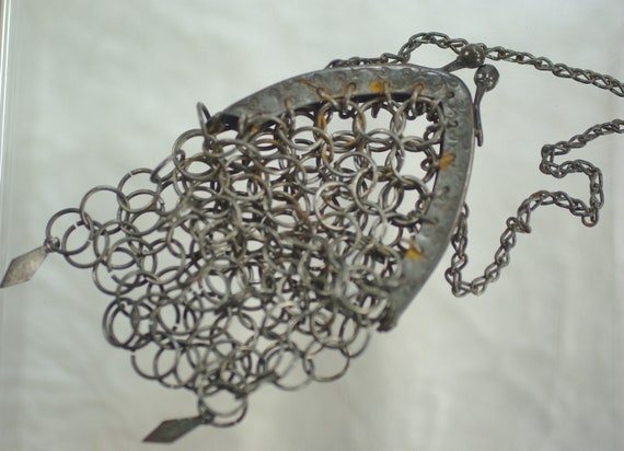 Antique Victorian Chainmail Purse, German Silver … - image 6