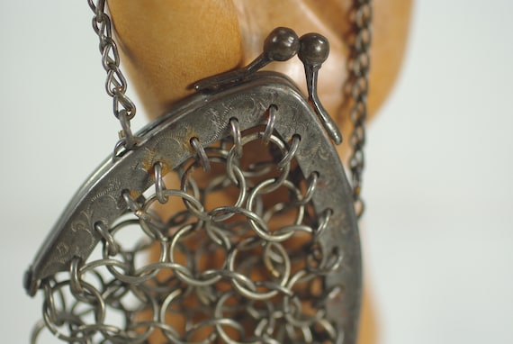 Antique Victorian Chainmail Purse, German Silver … - image 3