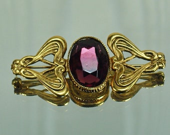 Handcrafted Art Nouveau Czech Brooch, Czech Multi Color Glass Bar Pins,  Friend Birthday Graduation Brooch Gift Under 15